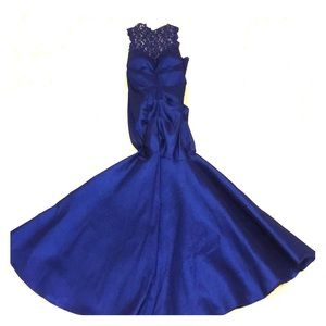 Navy blue mermaid prom dress
